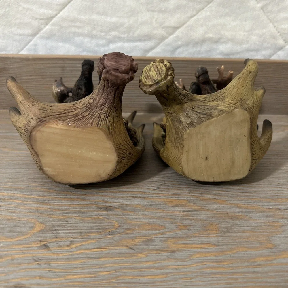 Moose Head Bookends Pair Cabin Country Farmhouse Wild Life Animals Resin Decor